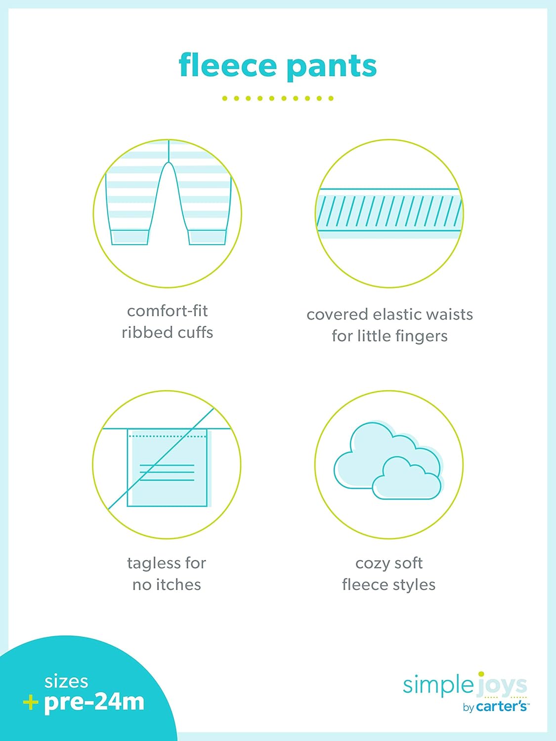 Simple Joys by Carter's Girls' 4-Pack Fleece Pants: Clothing