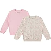 Pink Angel 2-Pack Girls Fleece Crewneck Sweatshirts – Soft Cotton Blend Pullover Tops for School, Play, and Layering