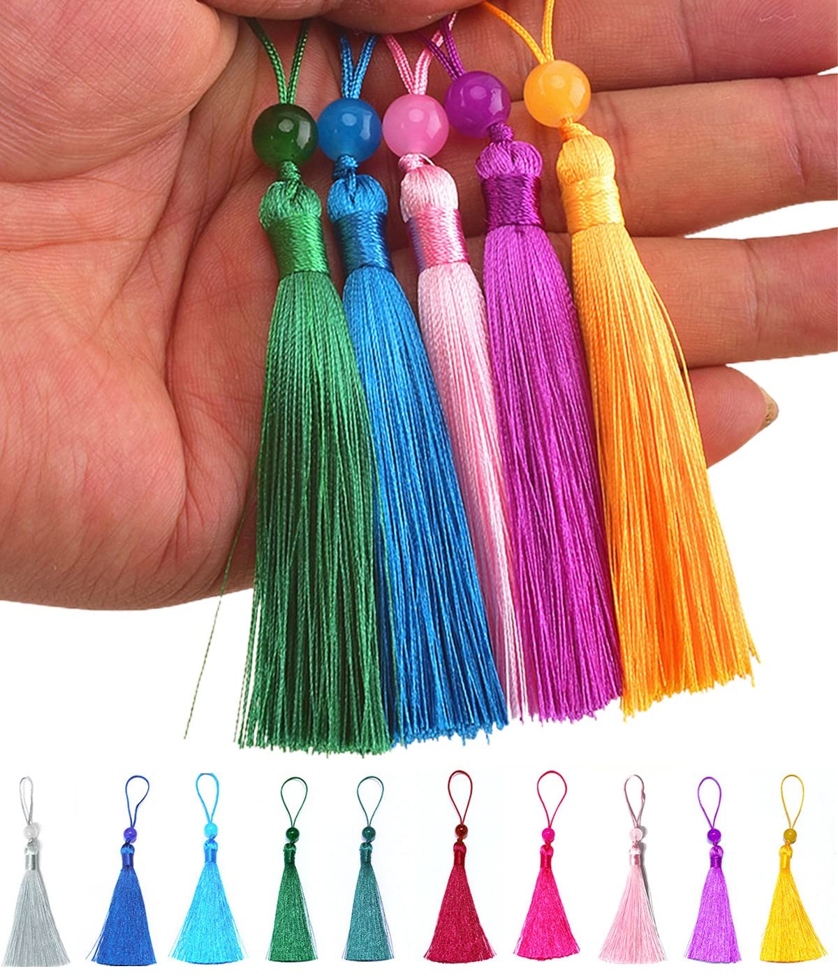 20 Pieces Mini Tassels, Fringe Tassels Decoration, for Jewellery Making, Souvenirs, Markers, Crafts DIY Accessory, 10 Colours