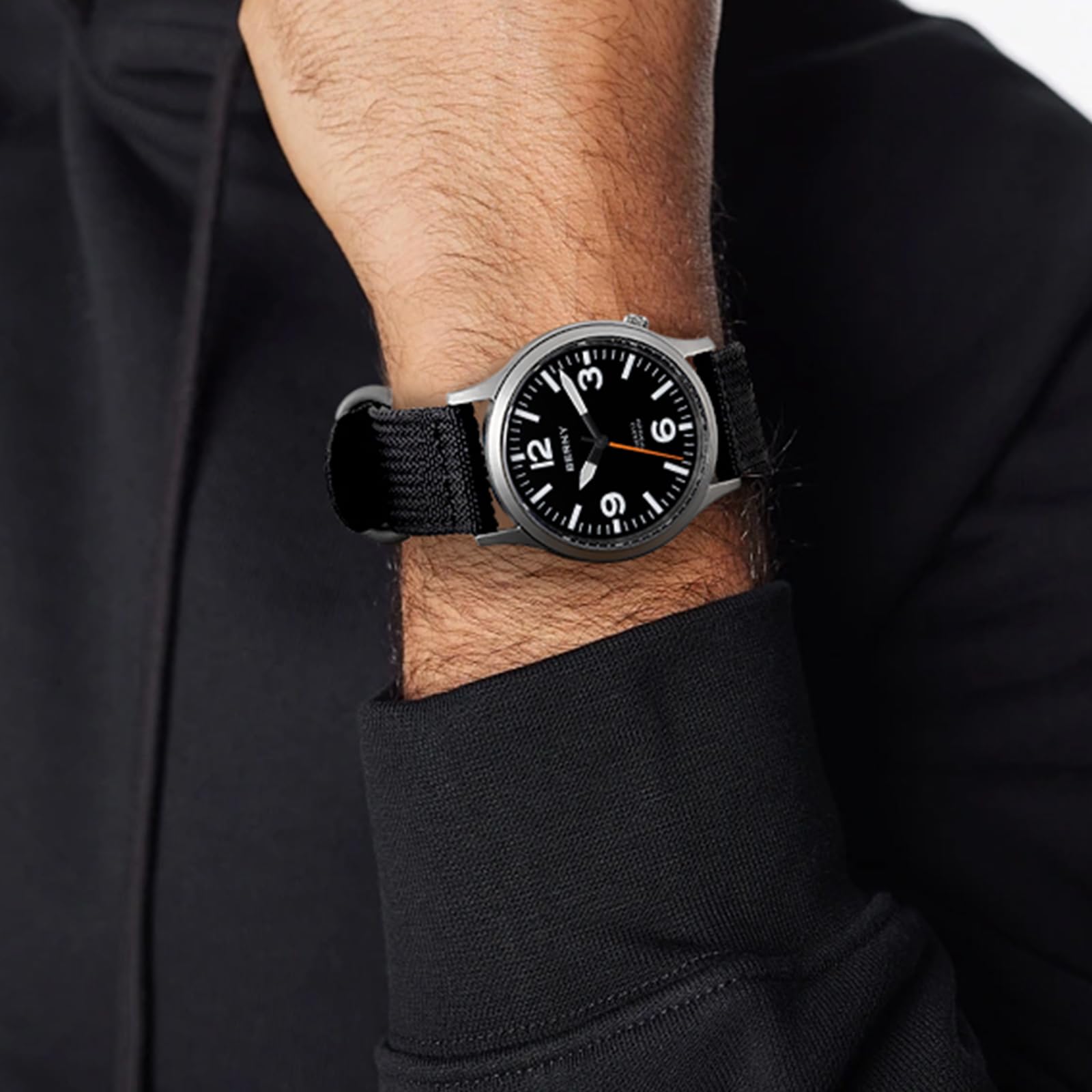 BERNY Titanium Watch Men Watches Men Watches for Men Japanese Sweep Second Quartz Movement VH31 5ATM Water Resistant Analog Quartz Watch Super Luminus Sapphire Glass, black, (1), Fashion