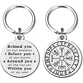 Alotozo Norse Viking Keychain for Men Women - Compass, Tree of Life, Wolf, Odin, Ravens Mythology Gift for Birthday Christmas