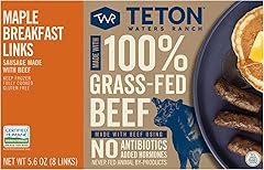 Teton Waters Ranch Maple Breakfast Sausage Links, 100% Grass-Fed Beef, Fully Cooked, Frozen, No Nitrites or Nitrates Added, G