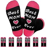 Xanllaxa 6 Pairs Women's Socks,Funny Sock Mom Gifts From Son Daughter,Novelty Socks for Mothers Day,Presents,Gifts Ideas,Birthday,Christmas(Pink&Black)