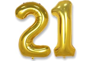 AULE 40 Inch Jumbo Gold Foil Mylar Number Balloons for Men Women 21st Birthday Party Decorations 21 Years Old Anniversary Party Supplies