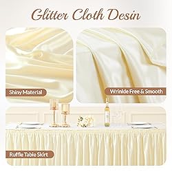 17ft Length Glitter Champagne Table Skirt for 8ft