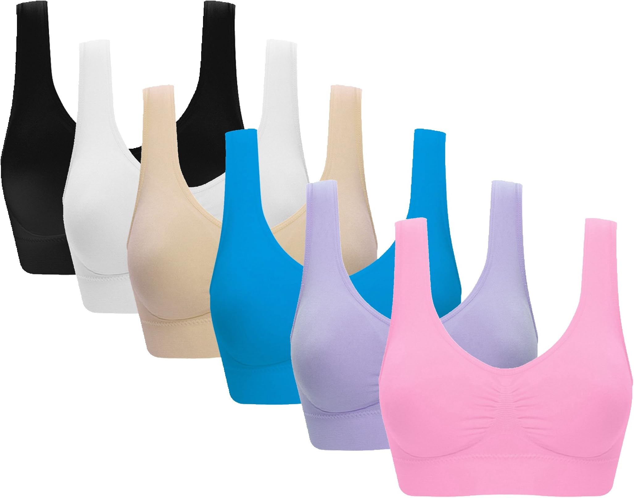 Vermilion BirdWomen's 3 Pack Seamless Comfortable Sports Bra with Removable Pads