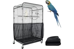ASOCEA Extra Large Bird Cage Seed Catcher Guard Universal Birdcage Cover Nylon Mesh Net for Parrot Parakeet Macaw Lovebird Af