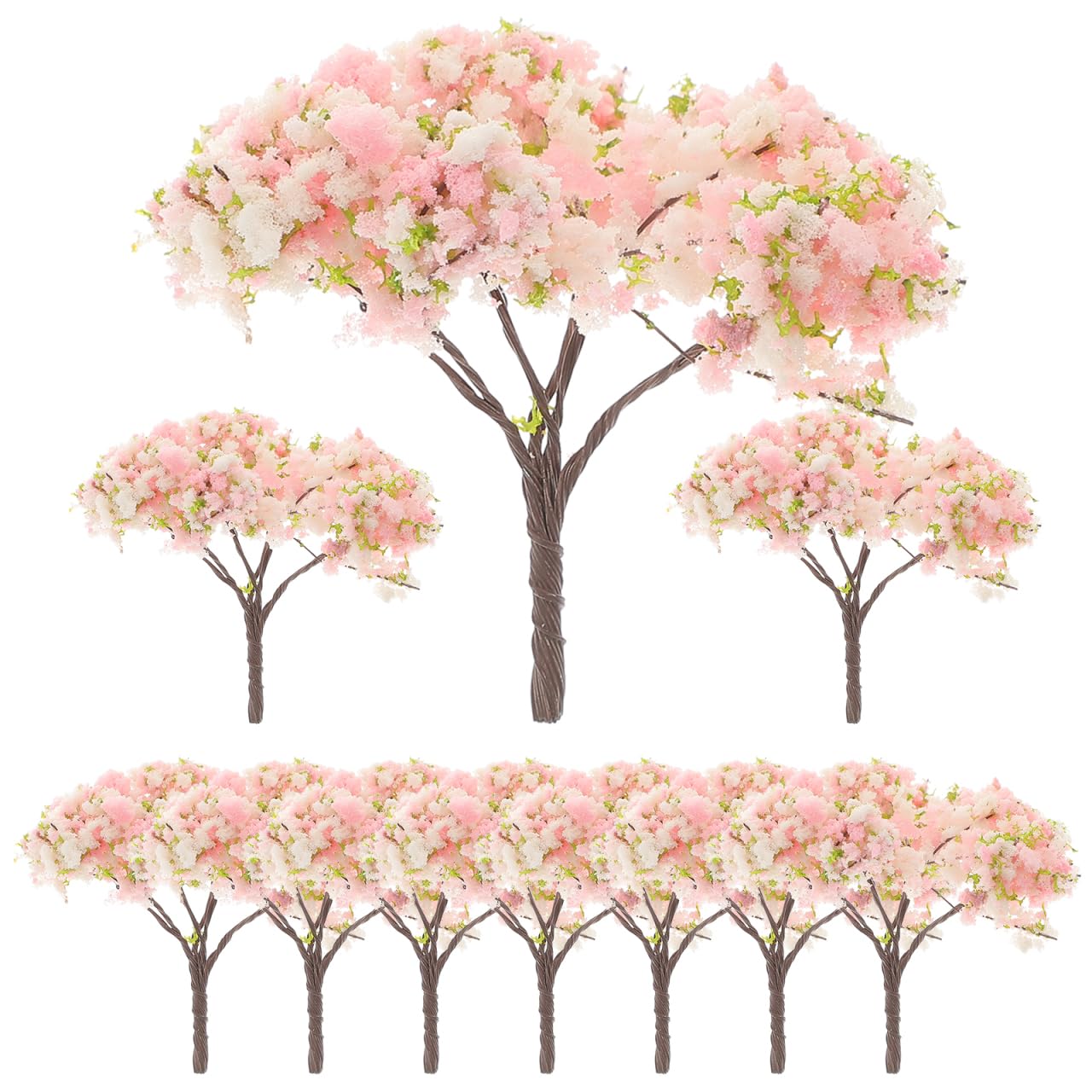 DOITOOL 10pcs Faux Cherry Blossom Miniature Trees Artificial Flower Decorations for Home Office Wedding Arrangements and Creative Photo Props