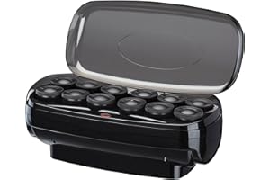 Conair Hot Rollers for Long, Medium & Short Hair, 12 Jumbo 1 ½" Heated Hair Rollers with Clips, Hot Curlers for Women, Volume & Curls, Amazon Exclusive, Black