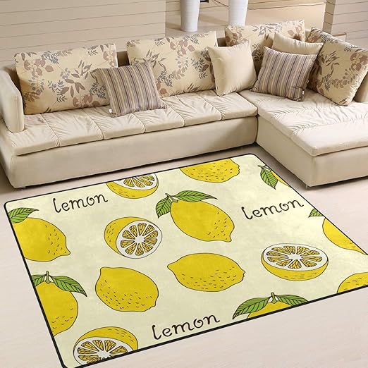 Amazon Akiraki 洗える ラグ カーペット ラグマット 滑り止め付 レモン イエロー 黄色 可愛い かわいい 長方形 1x160cm 145x0cm すべり止め 丸洗い 折り畳み可能 リビング 居間 ホットカーペット対応 おしゃれ 北欧 ラグ カーペット オンライン通販