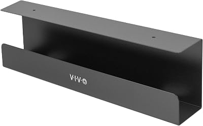 VIVO Under Desk Cable Management Tray 17 Inch Power Strip Holder Black