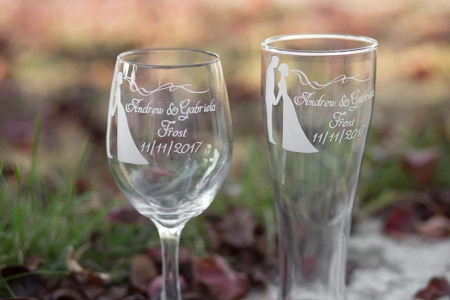 Amazon Com Bride And Groom Design Glass Set Bride Glass And