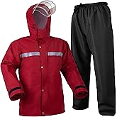Coralrain Rain Suit Safety Waterproof Rain Jacket and Trouser Suit Raincoat With Hood lining For Men Women Adults Breathable