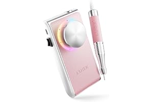 L'UGX Professional Nail Drill 30000RPM, Cordless Rechargeable Electric Nail File for Acrylic Nails Gel Polishing, Efile Nail Kit for Manicure Pedicure, Low Noise Low Vibration, 7Pcs Drill Bits, Pink