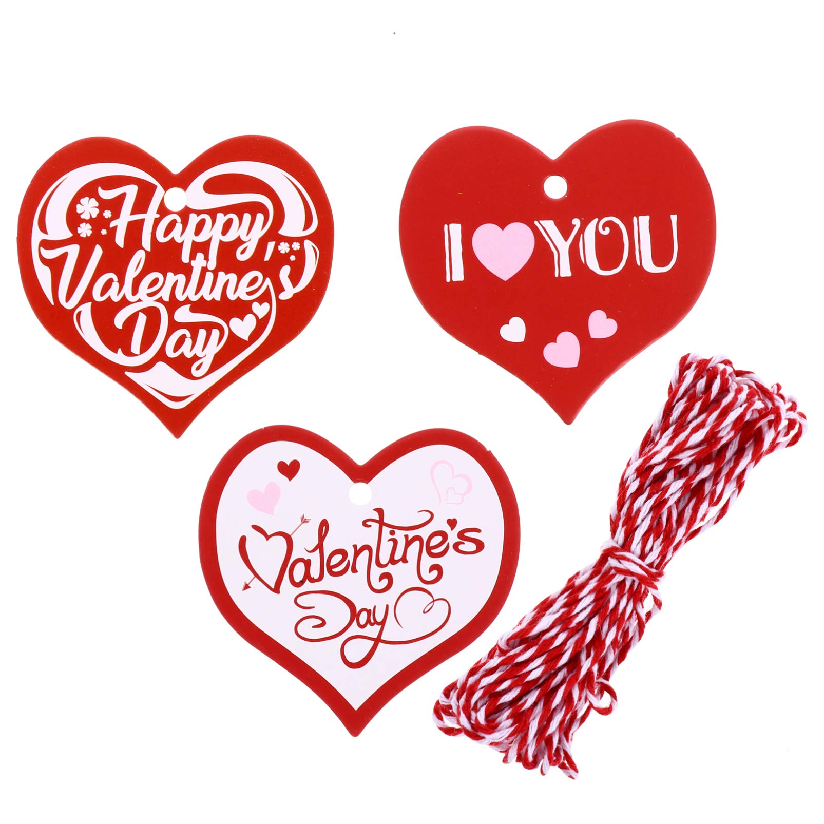 Holibanna Heart Tags 150Pcs Valentine Tags with Kraft Paper Packaging and Twine for Valentines Day Party Favors and Greeting Cards