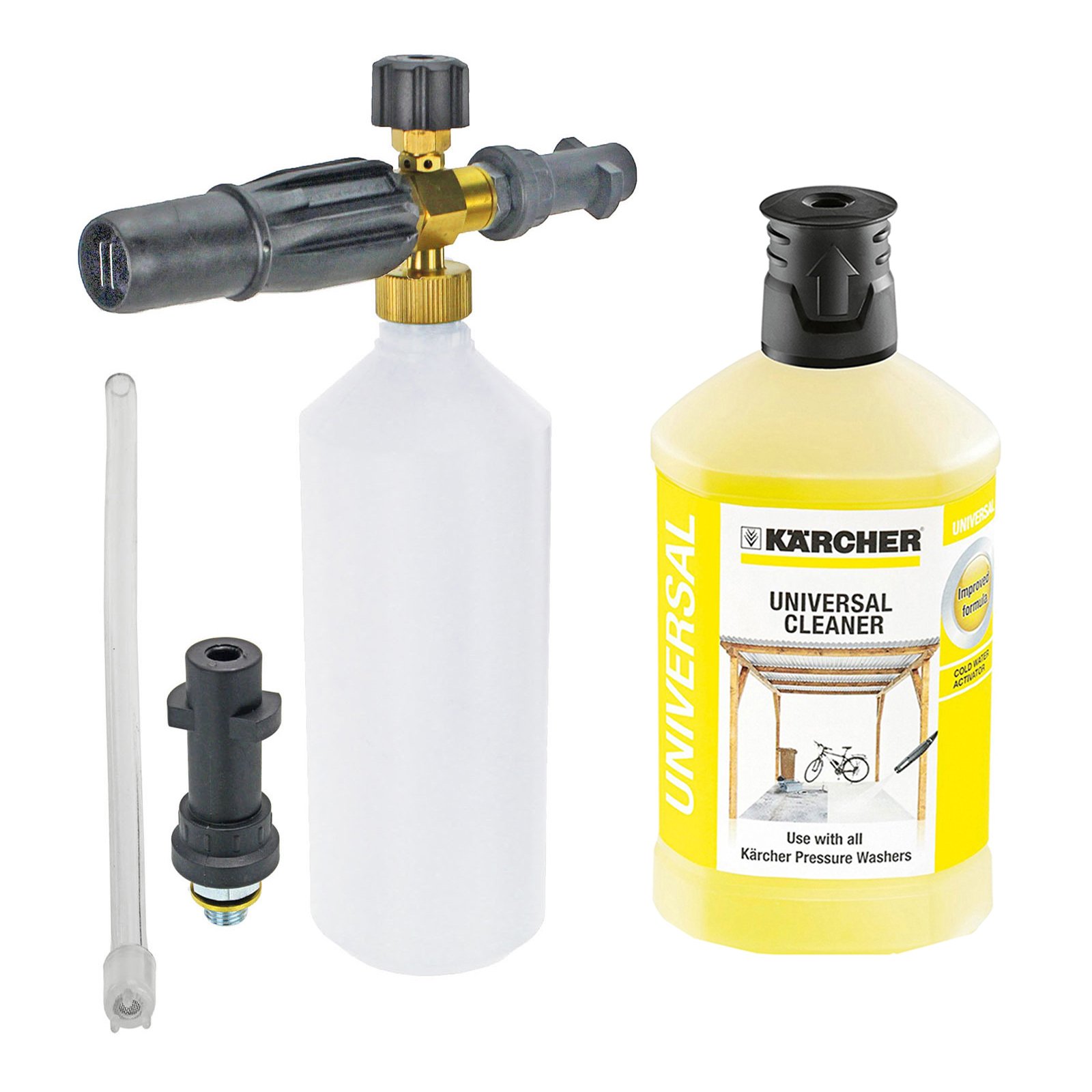 SPARES2GO 1L Adjustable Spray Nozzle Bottle + Karcher Plug 'n' Clean