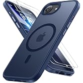 miracase for iPhone 16e case &amp; iPhone 17e Case for MagSafe [with 2&times;9H+ Screen Protectors] TOP Military-Grade Protection Shockproof with Velvet Touch for iPhone 16e/17e Phone Case 6.1", Dark Blue