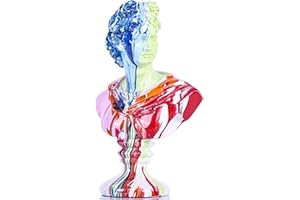 XMGZQ 11.8 Inch Resin David Sculpture, Greek Mythology Statue for Home Decor, Large Art Deco Apollo Bust, Red Orange Blue