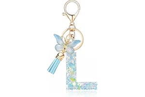 OKAICEN Fashion Alphabet Initial Letter Keychain Tassel Butterfly Pendant Key Ring for Purse Handbags Women Girl
