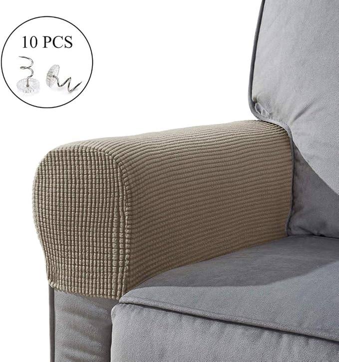 TESLUCK Arm Rest Covers Set, Set of 2 Stretch Armchair Covers for Arms