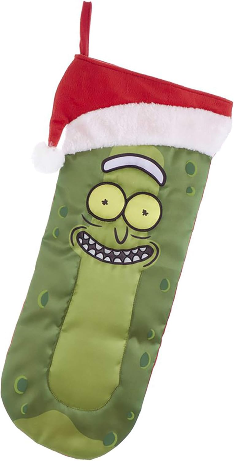 Stockings & Holders - Kurt S. Adler Rick and Morty Pickle Rick Stocking with Santa Hat