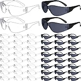 48 Pack Safety Glasses Bulk Clear Safety Goggles Black Tinted Eye Protection Glasses Anti Dust Impact Scratch Resistant Protective Eyewear for Men Women Work Lab Construction Carpentry Shooting