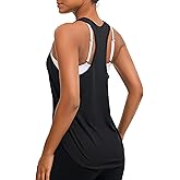 JOYSPELS Workout Tank Tops for Women, Ice Silk Quick Dry Athletic Running Shirts, Loose Fit Racerback Gym Tops