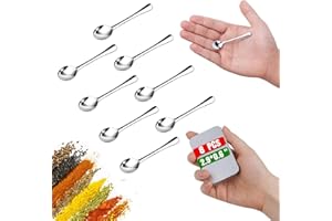 2.9 Inches Mini Size Stainless Steel Small Spoons for for Salt, Spice, Pepper Powder, Sugar, Set of 8,Silver