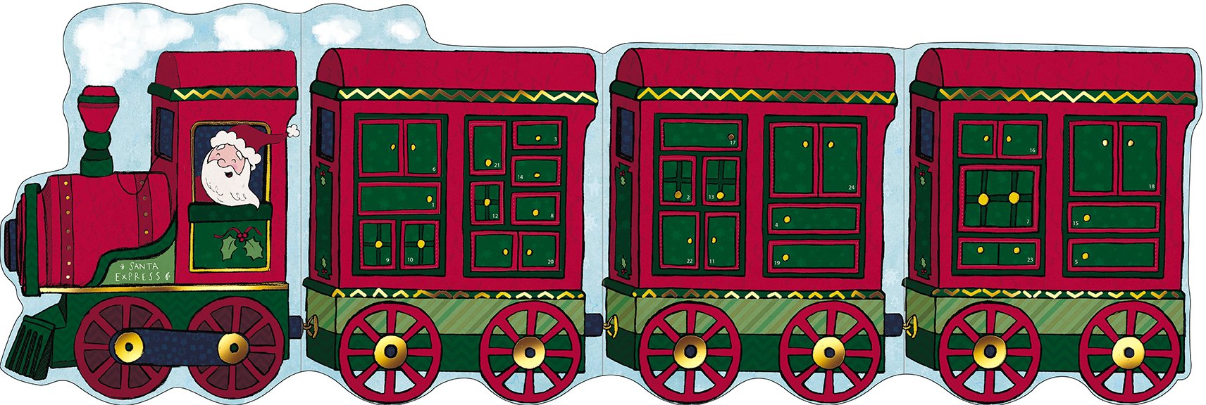 The Santa Express Train Three Fold 8 x 23.5 inches Medici Advent Calendar ACQ0011