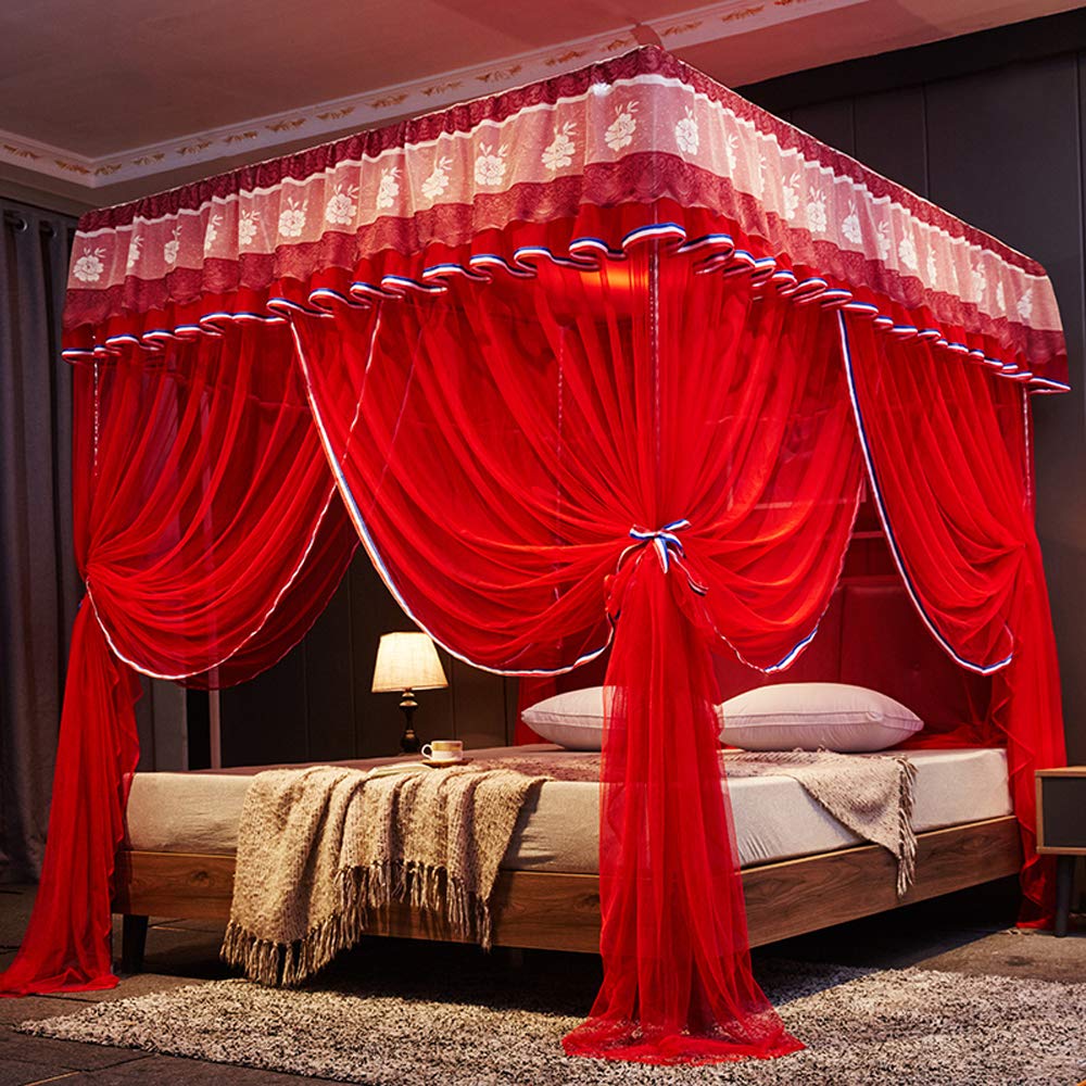 Mengersi 4 Corners Post Canopy Bed Curtain for Girls