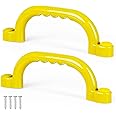 Playground Safety Handles - Outdoor Yellow Grab Handle Bars, Plastic Tree House or Playhouse Accessories, Backyard Playset Equipment Replacement Safety Parts for Monkey Bars, Jungle Gym, and More