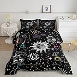 Sun And Moon Comforter Set Twin Size Bohemian Stars