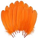 THARAHT 120pcs Orange Goose Feathers Natural Bulk