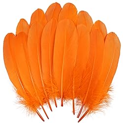 THARAHT 120pcs Orange Goose Feathers Natural Bulk