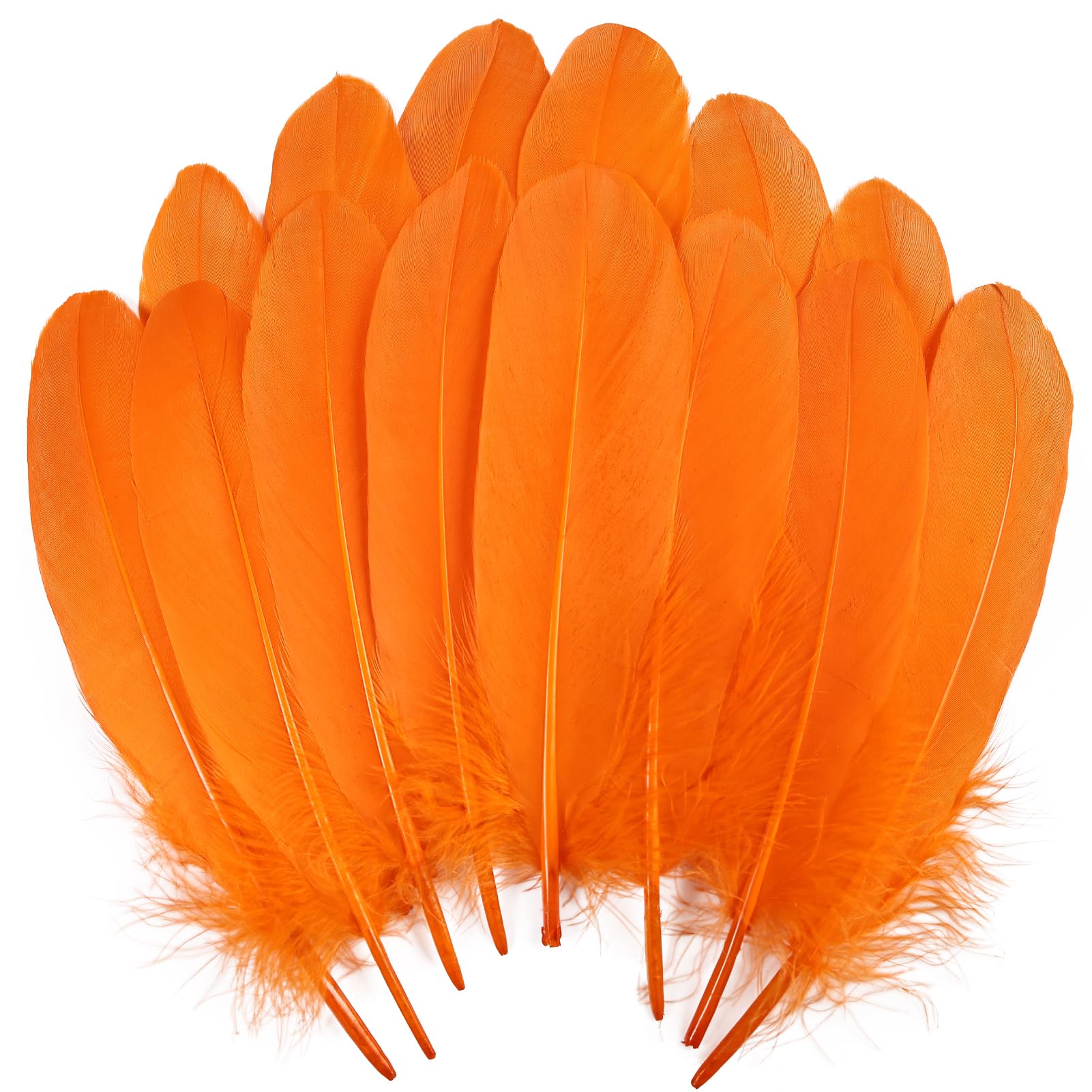 THARAHT 120pcs Orange Goose Feathers Natural Bulk