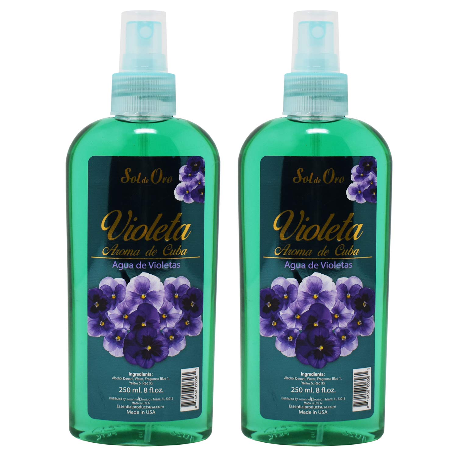 Amazon Com Sol De Oro Violeta Aroma De Cuba Agua De Violetas Violet Water Spray Fragrance Of Cuba 8oz 2 Pack Beauty