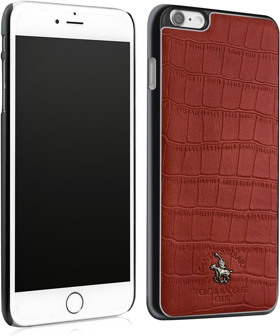 Iphone 6s Genuine Cowhide Top Layer Leather Case, Iphone 6 Case for Men, Santa Barbara Polo Lord Series Protective Back Cover Case for Iphone 6/ Iphone 6s, Red