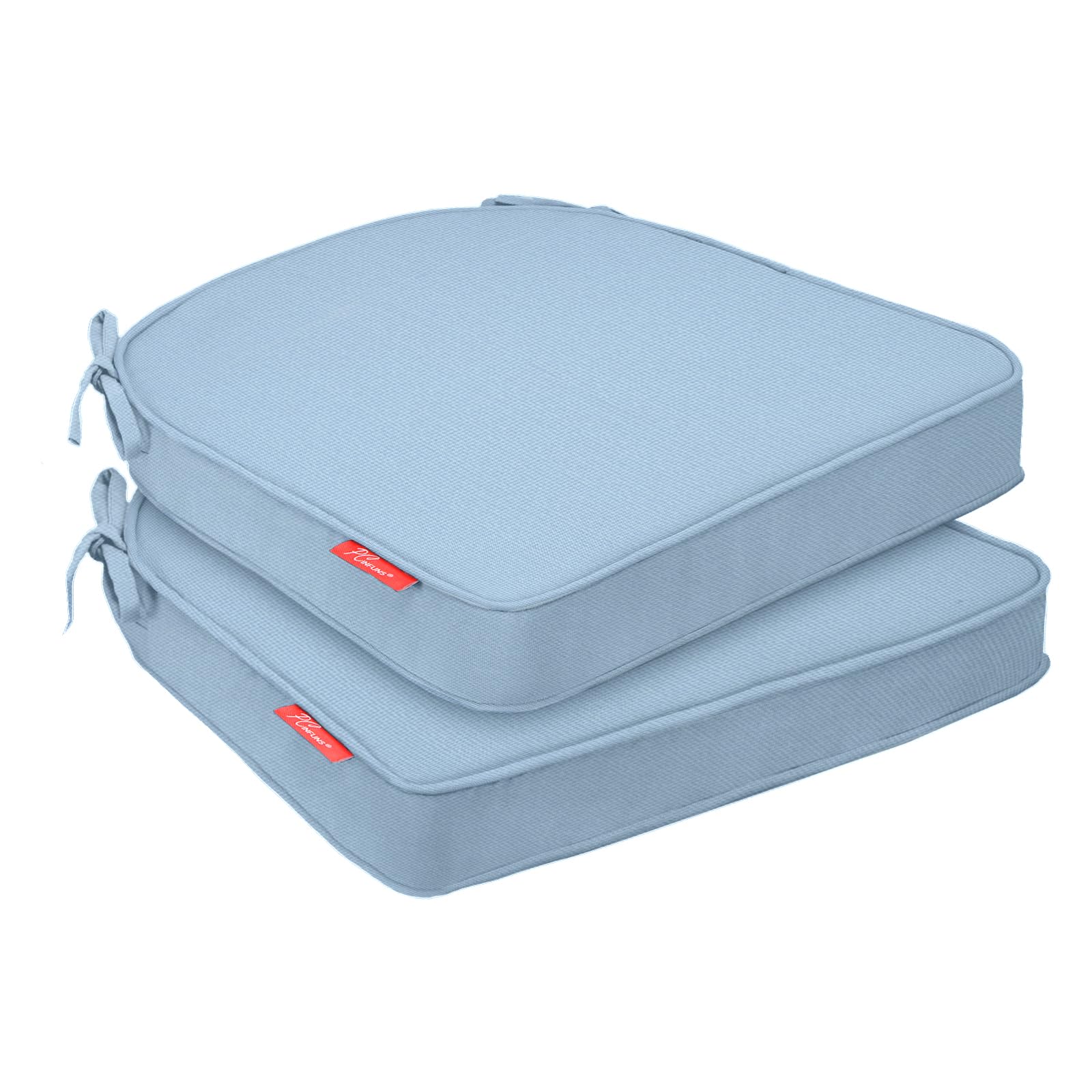 Photo 1 of Pcinfuns Outdoor Chair Cushions Set of 2,Thick 17" x 16" x 3" Cushion for Patio Furniture,Round Corner Patio Chair Pads with Ties, Memory Foam Outdoor Seat Cushions,Light Blue
