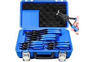 DOCREATE 12 Pcs Snap Ring Pliers Set, Heavy Duty Fixed Tip Combination Internal External Versatile Retaining Snap Ring Pliers for 0.038in 0.047in 0.070in 0.090in