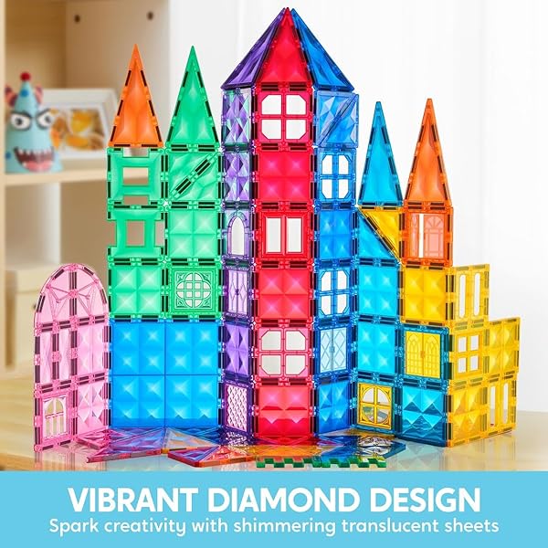 SYNCFUN 110PCS MAGNETIC BUILDING TILES – 3D MAGNET TILES WITH VEHICLE – CONSTRUCTION BLOCKS SET FOR KIDS – STEM SENSORY LEARNING EDUCATIONAL TOYS BIRTHDAY GIFT FOR 3 4 5 6 7 YEAR OLD