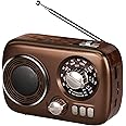 Gelielim Portable Radio AM FM, Bluetooth Speaker Retro Radio, Support USB/TF Card, Rechargeable Battery Operated, Suitable fo