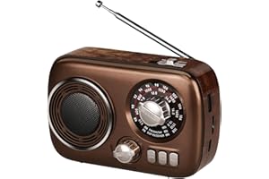 Gelielim Portable Radio AM FM SW, Bluetooth Speaker Retro Radio, Support USB/TF Card,Best Sound，Easy to Operate，Rechargeable Battery Operated, Suitable for Indoor&Outdoor, Gift for Parents