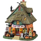 Lemax Pumpkin Patch Party Lighted Building, #45211 for Halloween Village | Skeleton, Cat &amp; Owl Host a Ghastly Punch Party | LED Cord with Battery Box or Adaptor | Spooky Town Village Display