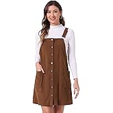 Allegra K Women's Corduroy Overall Dress Adjustable Straps Pinafore Suspender Dress Fall Clothes