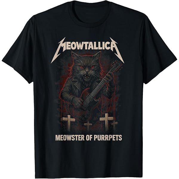 Amazon.com: Meowtallica Master Of Kittens T Shirt Funny Gift T