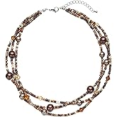 S.J JEWELRY Multi Strand Beaded Necklaces for Women Colorful Beaded Necklace Boho Necklaces for Women Summer Beach Pearl Choker Layered Necklace