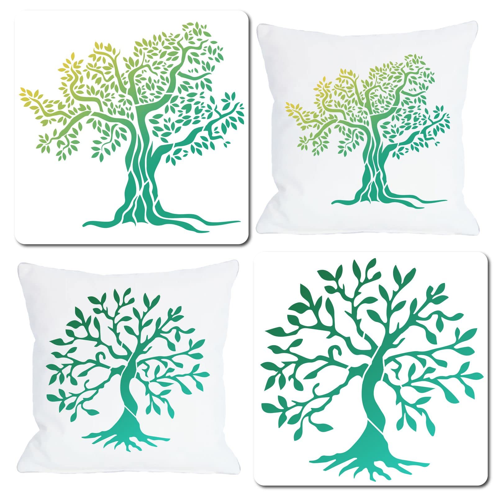 GORGECRAFT 2 Styles Tree of Life Stencil Template 11.8x11.8 Inch Large Reusable Square Sign Home DIY Arts Crafts for Painting on Wood Wall Scrapbook Card Floor Drawing Tool Handmade Supplies