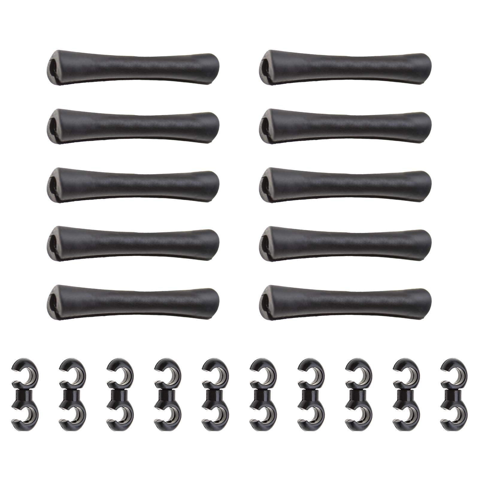 OTOTEC 10Pcs Bicycle Cable Frame Housing Protectors Guides Protective Sleeves & 10Pcs Cable Clips Rotatable S Guide Hooks Black