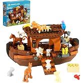 Noah's Ark Boat Building Blocks, Jesus Bible Religious Story Ship Toys with Animals &amp; Plants Compatible with Lego, Baptism Gifts Easter Gifts for Girls and Boys Aged 6+ (488 Pcs)