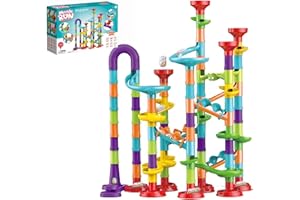 KIPAWA Marble Run for Kids Ages 4-8 - Maze Game DIY Educational Playset Birthday Gift for Ages 3+,Track Pipe Building Blocks Glass Marbles for Kids Birth Day Preschool, Toys for 3 Year Old Boys Christmas